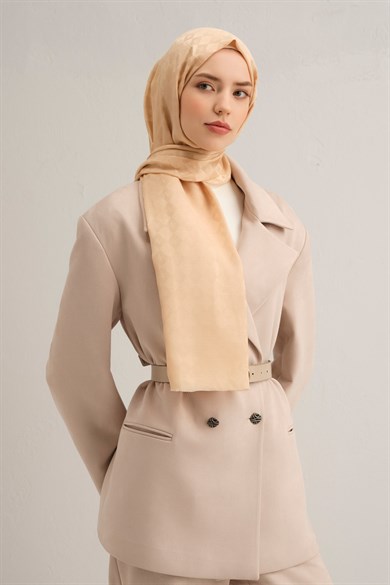 Armine Elegance İpek Pamuk Kare Monogram Şal 10065