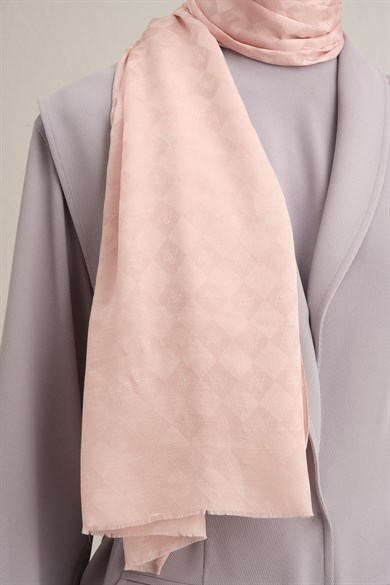 Armine Elegance İpek Pamuk Kare Monogram Şal 10066
