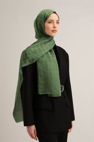 Armine Elegance İpek Pamuk Kare Monogram Şal 9917
