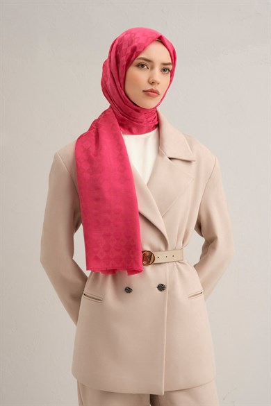 Armine Elegance İpek Pamuk Kare Monogram Şal 11111