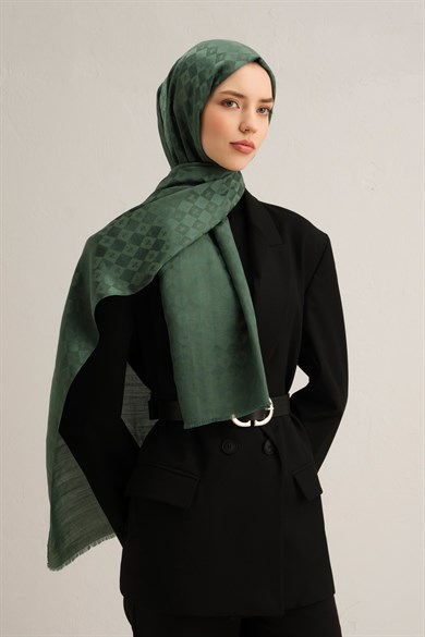 Armine Elegance İpek Pamuk Kare Monogram Şal 10703