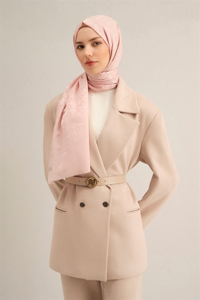Armine Elegance İpek Pamuk Kare Monogram Şal 10066