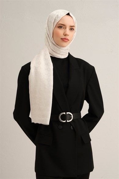 Armine Elegance İpek Pamuk Kare Monogram Şal 10063