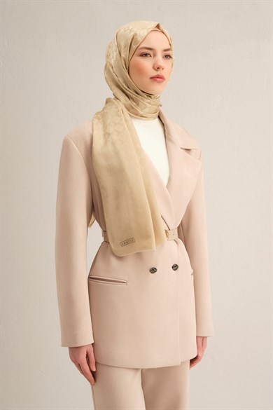 Armine Elegance İpek Pamuk Kare Monogram Şal 10064