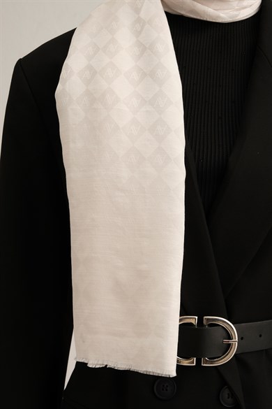 Armine Elegance İpek Pamuk Kare Monogram Şal 10063