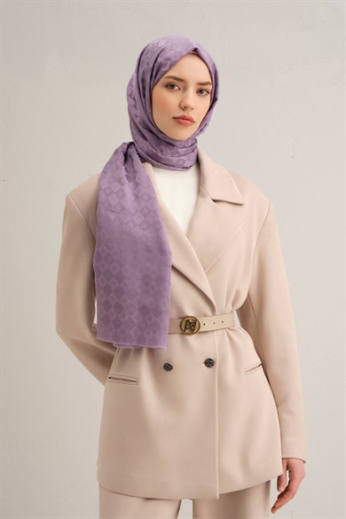 Armine Elegance İpek Pamuk Kare Monogram Şal 10071