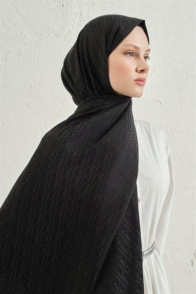 Armine Elegance İpek Pamuk Monogram Şal 01