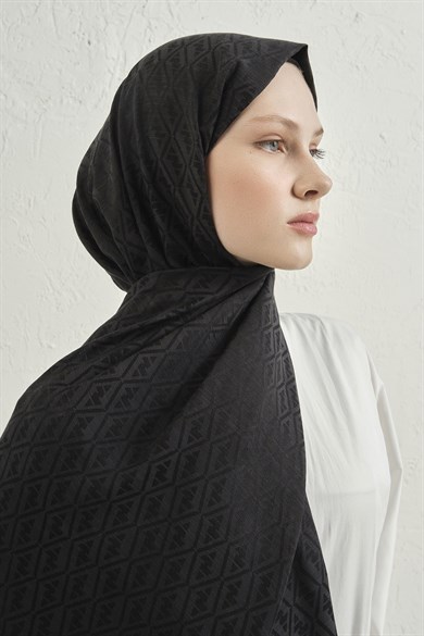 Armine Elegance İpek Pamuk Monogram Şal 01