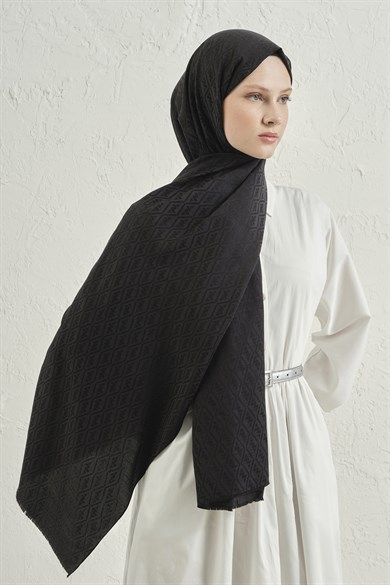 Armine Elegance İpek Pamuk Monogram Şal 01