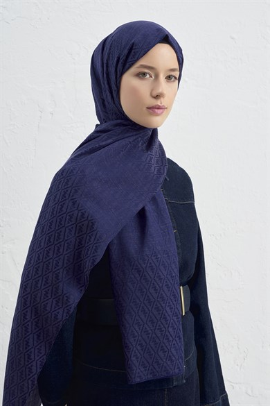Armine Elegance İpek Pamuk Monogram Şal 02