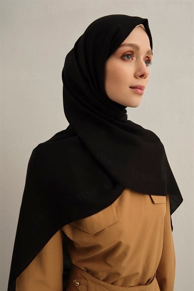 Armine Logo Bordürlü Pamuk İpek Şal 01