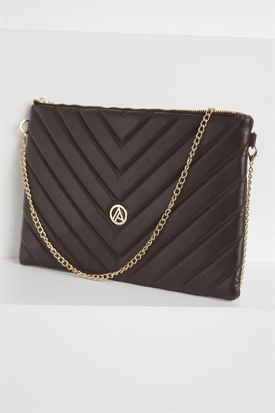 Baklava Desenli Cüzdan Çanta-Kahverengi ARM143