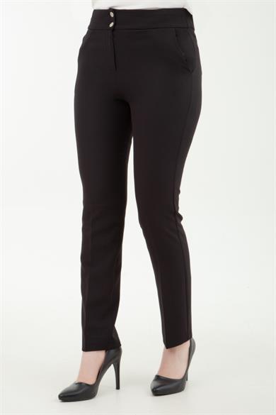 Beli Kemerli Kumaş Pantolon Siyah 23KTD201