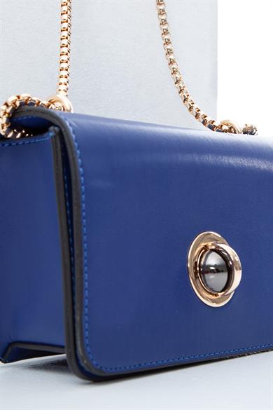 Çıtçıtlı Zincir Askılı Çanta-Saks 23AC025-1