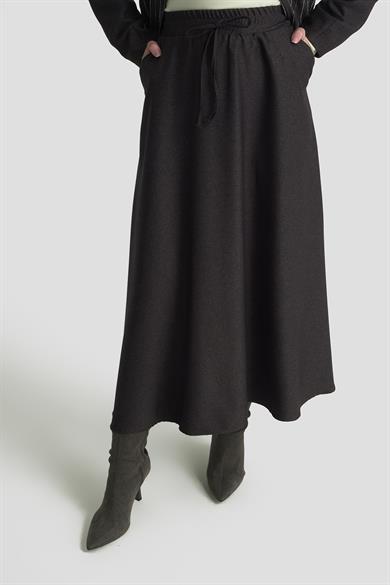 Dokuma Çizgi Payet Garnili Etekli İkili Takım Antrasit 25KT663