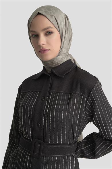 Dokuma Pullu Garnili Pantolonlu İkili Takım Antrasit 25KT664