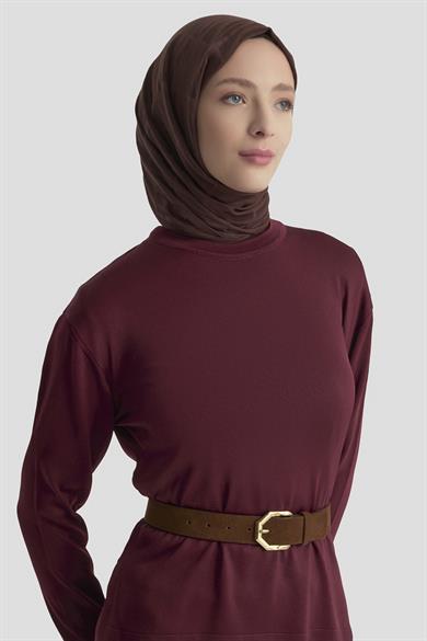 Eteği Çizgi Detaylı Triko İkili Takım Bordo 25KT601