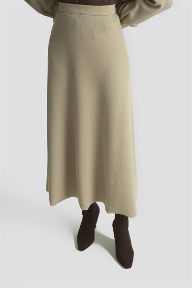 Fitilli Ceketi Simli Çıt Çıtlı Etekli İkili Takım Bej 25KT644