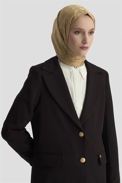 Gold Düğmeli Astarlı Blazer Ceket Siyah 25KT520