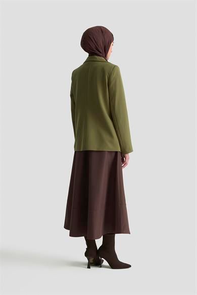 Gold Düğmeli Astarlı Blazer Ceket Haki 25KT520