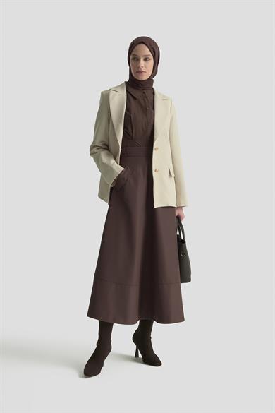 Gold Düğmeli Astarlı Blazer Ceket Taş 25KT520