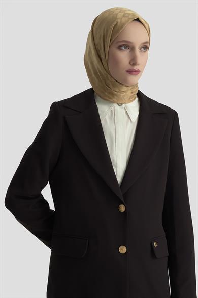 Gold Düğmeli Astarlı Blazer Ceket Siyah 25KT520