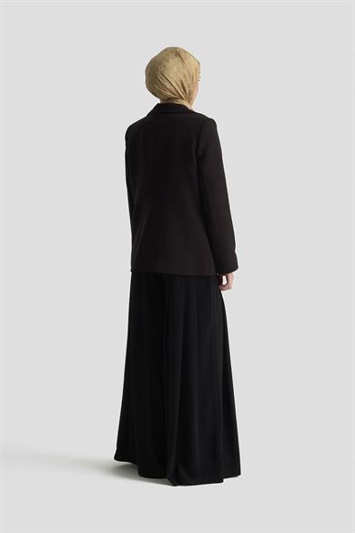 Gold Düğmeli Astarlı Blazer Ceket Siyah 25KT520