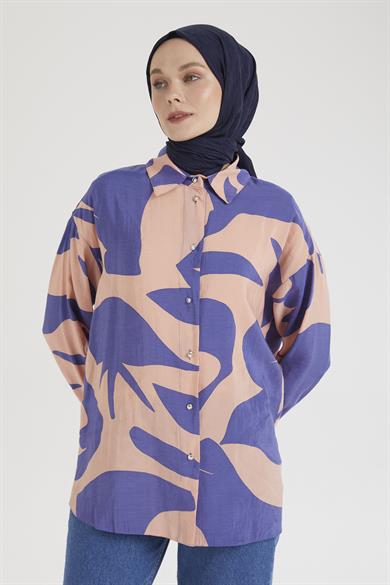 Gömlek Yaka Düğmeli Basic Tunik-MOR 25YT487