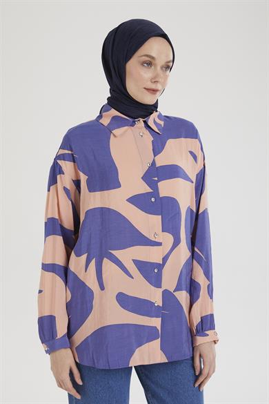 Gömlek Yaka Düğmeli Basic Tunik-MOR 25YT487
