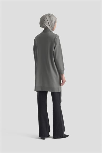 Leopar Desenli Triko Tunik Gri 25YTD4109
