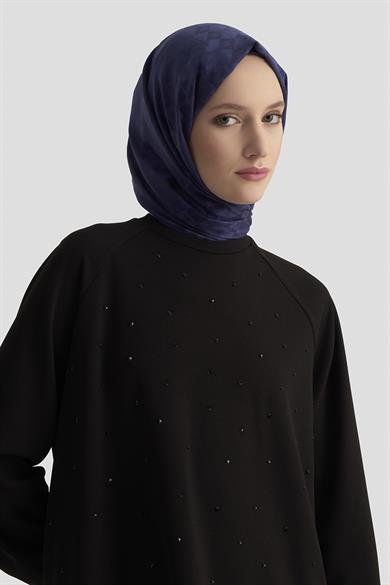 Önü Taş İşlemeli Tunik Siyah 25KT449