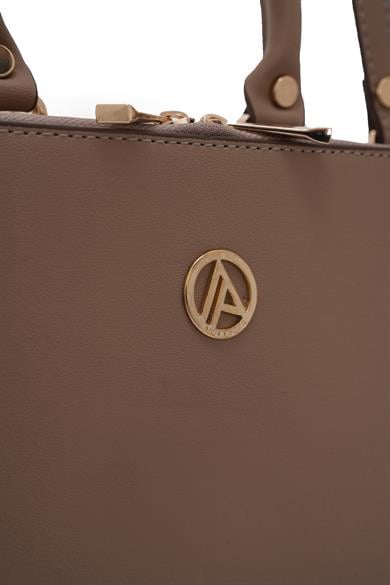 Piramit Çift Körüklü Omuz ve El Çantası Vizon ARM168