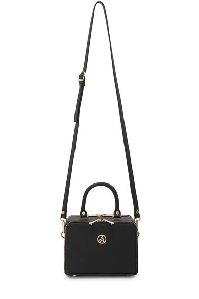 Piramit Çift Körüklü Omuz ve El Çantası Siyah ARM168