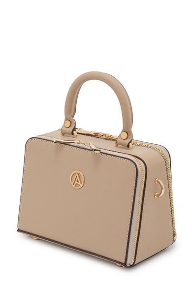 Piramit Çift Körüklü Omuz ve El Çantası Bej ARM168