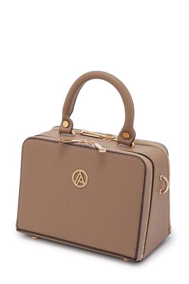 Piramit Çift Körüklü Omuz ve El Çantası Vizon ARM168