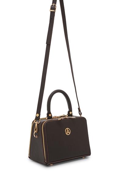 Piramit Çift Körüklü Omuz ve El Çantası Kahverengi ARM168