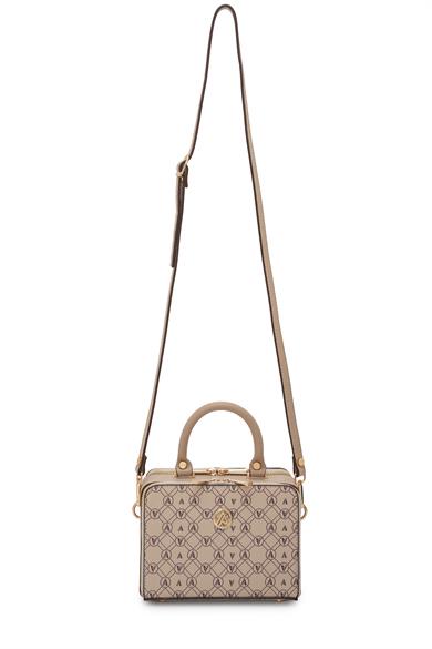 Piramit Çift Körüklü Omuz ve El Çantası Bej Baskılı ARM168