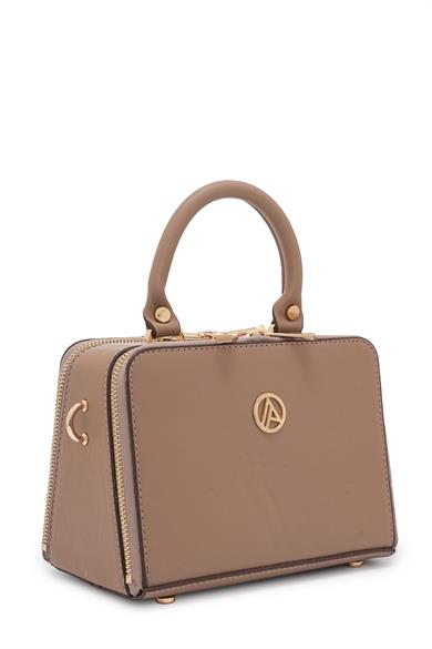 Piramit Çift Körüklü Omuz ve El Çantası Vizon ARM168