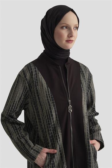 Simli Leopar Desenli Garnili Gold Fermuar Detaylı Pantolonlu İkili Takım Siyah 25KT674