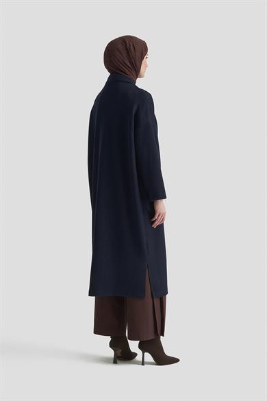 Süs Fermuar Detaylı Simli Fitilli Hırka Lacivert 25KT532