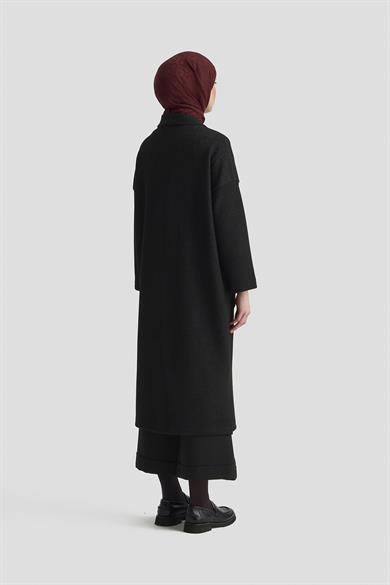 Süs Fermuar Detaylı Simli Fitilli Hırka Siyah 25KT532