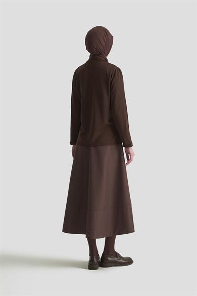 Taş Baskılı Triko Tunik Kahverengi 25YTD4126