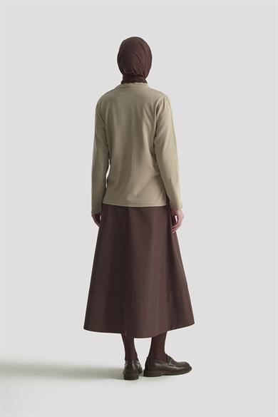 Taş Baskılı Triko Tunik Koyu Taş 25YTD4126