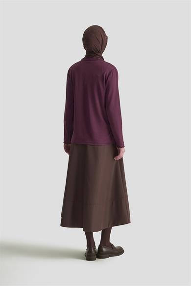 Taş Baskılı Triko Tunik Mürdüm 25YTD4126