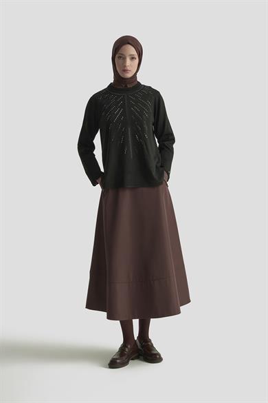 Taş Baskılı Triko Tunik Siyah 25YTD4126