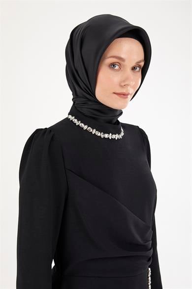 Taş Desenli Elbise-Siyah 25YT912