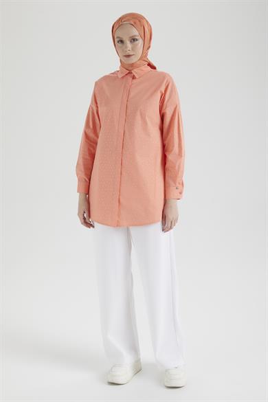 Taş İşlemeli Gizli Düğmeli Tunik-Yavru Ağzı 25YT311