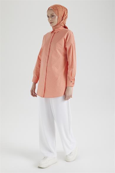 Taş İşlemeli Gizli Düğmeli Tunik-Yavru Ağzı 25YT311