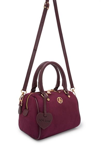 Uzun Askılı Orta Boy Speedy Çanta Bordo Süet ARM140