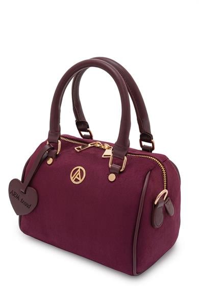 Uzun Askılı Orta Boy Speedy Çanta Bordo Süet ARM140